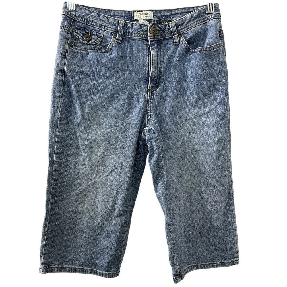 St. John's Bay‎ Denim Capri Pants 6 Blue Stretch Mid Rise Utility Summer Y2K